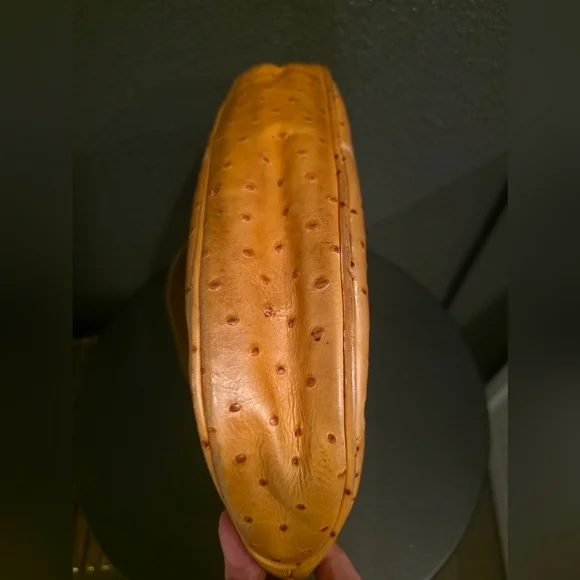 Dooney & Bourke Ostrich-Embossed Leather Hobo Bag,  butterscotch color. - Picture 7 of 16